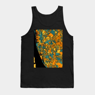 Liverpool Map Pattern in Orange & Teal Tank Top